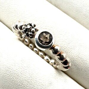 Michael Dawkins Smokey Topaz Ring Band Sterling Silver Caviar Design Size 9 Stac